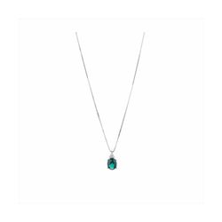 Sovrani Silver Necklace 45cm J8832 Zirconia And Emerald