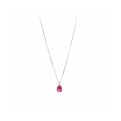 Sovrani Silver Necklace 45cm J8835 Zirconia And Ruby