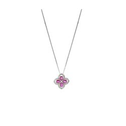 Collar Plata Sovrani 45cm J9851 Flor Con Circonitas Bicolor Rojo