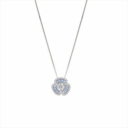 Collar Plata Sovrani 45cm J9860 Flor Amb Circonites Bicolor Blau