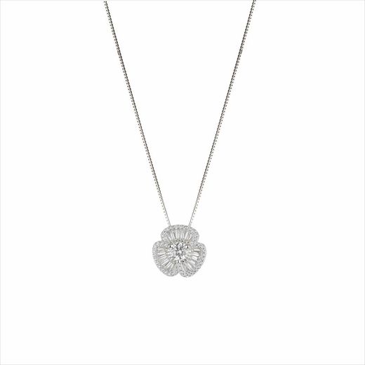 Collar Plata Sovrani 45cm J9870 Flor Con Circonitas
