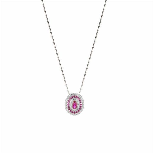 Collier Sovrani en argent 45 cm J9888, zircones et rubis