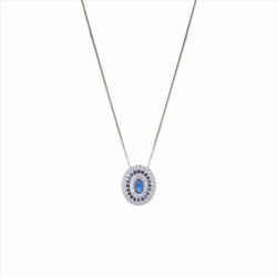 Collar Plata Sovrani 45cm J9894 Ovalo Con Circonitas Zafiros
