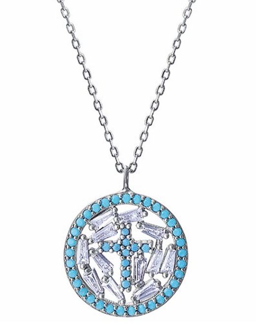 Viceroy Silver Necklace 13232C000-33 Cross with Bicolor Turquoise Zirconia