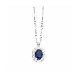 Collar Plata y Acero P05204SP Colgante Azul Con Circonitas