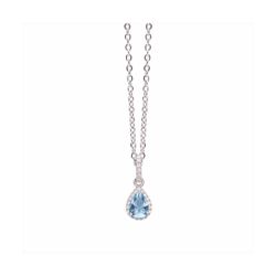 Collar Plata y Acero P10660AQ Colgante Lágrima Azul Con Circonitas