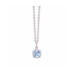 Collar Plata y Acero P17910AQ Colgante Azul Con Circonitas