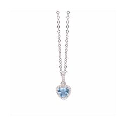 Collar Plata y Acero P17912AQ Colgante Corazón Azul  Con Circonitas