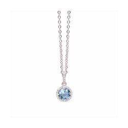 Collar Plata y Acero P17913AQ Colgante Azul Con Circonitas