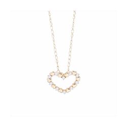 Collar Plata y Acero P19015GP Colgante Corazón Con Circonitas Bicolor Dorado