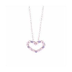 Collar Plata y Acero P19015PL Colgante Corazón Con Circonitas Rosas Bicolor Lilas