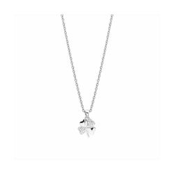 Collar Plata y Acero P23022  Trébol Con Circonitas