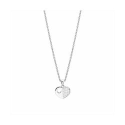 Collar Plata y Acero P23023 Corazón Con Circonitas