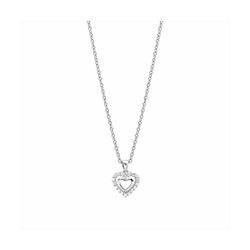 Collar Plata y Acero P23024  Corazón Con Circonitas