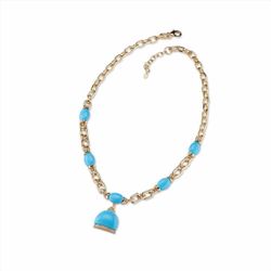 Collar Sovrani Bronce 40+6cm J10854 Chapado Píedras Turquesa
