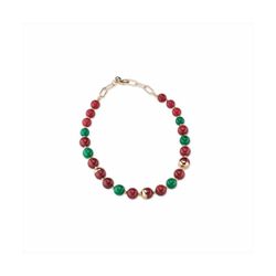 Collar Sovrani Bronce 45+5cm J10736 Chapado Piedras Rojas Y Verdes