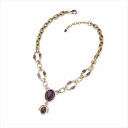 Collar Sovrani Bronce 45+5cm J11408 Chapado Con Cuarzo Violeta