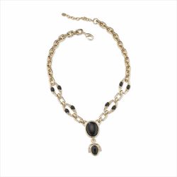 Collar Sovrani Bronce 45+5cm J11411 Chapado Con Cuarzo Negro