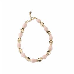 Collar Sovrani Bronce 45+5cm J11424 Chapado Con Pasta Coral Rosa