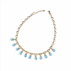 Collar Sovrani Bronce 48+5cm J11414 Chapado Con Pasta Turquesa