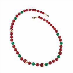 Collar Sovrani Bronce 80cm J10735 Chapado Piedras Rojas Y Verdes