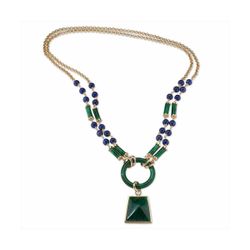Collar Sovrani Bronce 80cm J10840 Chapado Piedras Azules Y Verdes