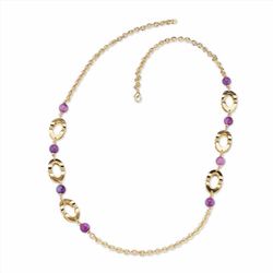 Collar Sovrani Bronce 85cm J9145 Chapado Piedras Violetas