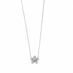 Collar Sovrani Plata 40+5cm J11133 Flor Con Circonitas