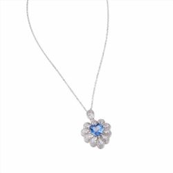 Collar Sovrani Plata 40+5cm J11152 Circonitas Con Piedra Aguamarina Corazón