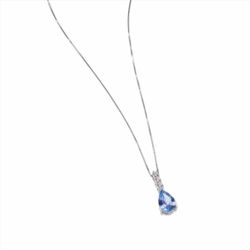 Collar Sovrani Plata 40+5cm J11164 Circonitas Con Piedra Aguamarina