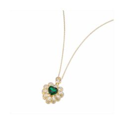 Collar Sovrani Plata Dorada 40+5cm J11149 Circonitas Con Esmeralda Corazón