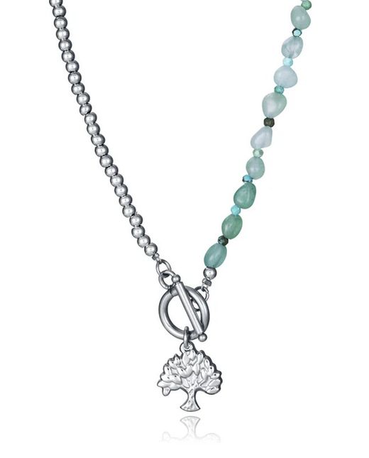 Collier Viceroy en acier 42 cm pour femme 14199C01000 Arbre de vie Pierres vertes