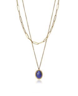 Collar Viceroy Mujer Acero Dorado Piedra Azul 1318C01012
