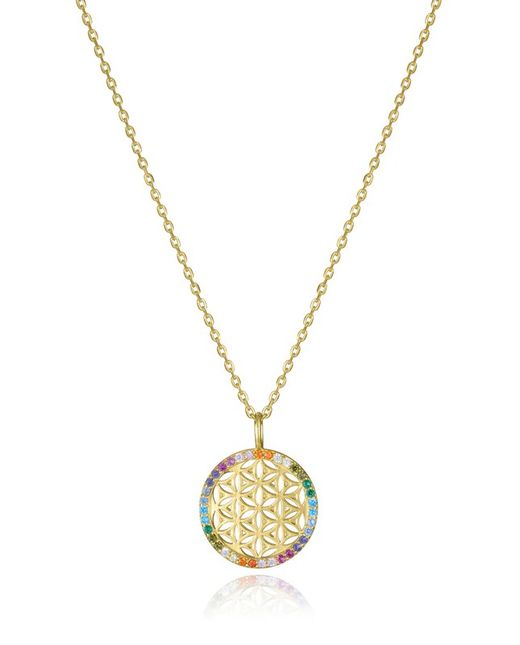 Viceroy Gold Silver Necklace 42+3cm Women's 15123C100-39 Round Multicolor Zirconia
