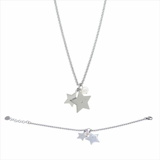 Conjunt Collar + Pendents Acer Sovrani AV0523 Estrelles I Perla