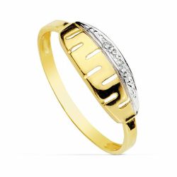 Conjunto Comunión Pendients Oro 18kts Bicolor Circonitas y Anillo Oro 18kts Bicolor Circonitas 20310