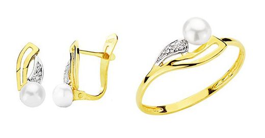 Set Comunione Orecchini Bicolore in Oro 18kt e Anello Bicolore in Oro 18kt 20693