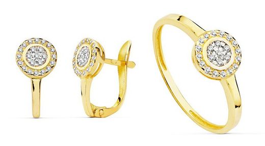 Ensemble Communion Boucles d'oreilles bicolores en or 18 ct et bague bicolore en or 18 ct 20737