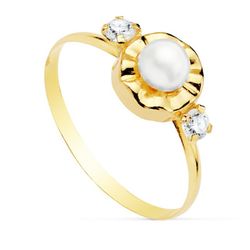 Communion Set 18kts Guldörhängen Zircons och 18kts Gold Ring Zircons 20752