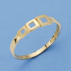 Communie Set Gouden Oorbellen 18kts Communie Vierkant en Ring Goud 18kts Communie Plein 20094