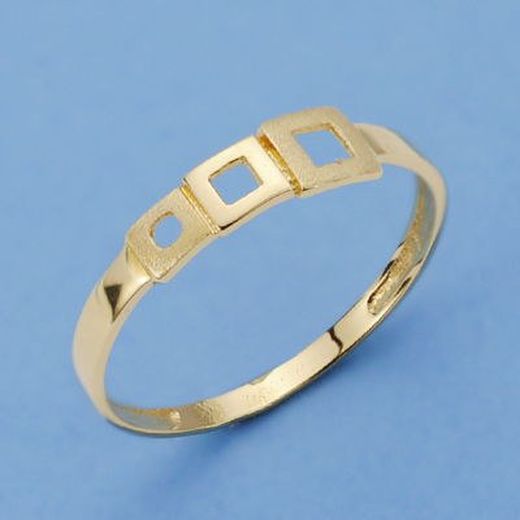 Communie Set Gouden Oorbellen 18kts Communie Vierkant en Ring Goud 18kts Communie Plein 20094