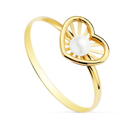 Σετ κοινωνικής σκουλαρίκια με χρυσή καρδιά 18kts και χρυσό δαχτυλίδι καρδιάς 18kts 20756