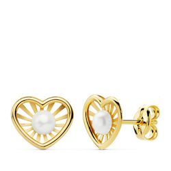 Σετ κοινωνικής σκουλαρίκια με χρυσή καρδιά 18kts και χρυσό δαχτυλίδι καρδιάς 18kts 20756