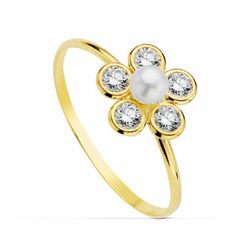 Σετ Κοινωνίας 18kts Gold Earrings Flower και 18kts Gold Ring Flower 20724