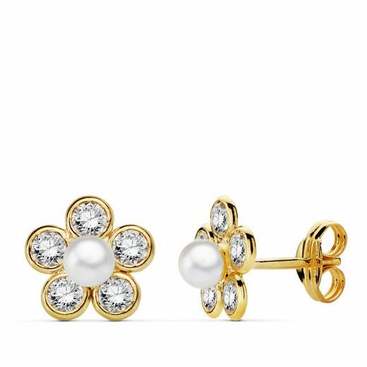 Σετ Κοινωνίας 18kts Gold Earrings Flower και 18kts Gold Ring Flower 20724