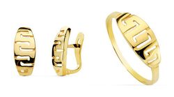 Conjunto Comunión Pendients Oro 18kts Greca y Anillo Oro 18kts Greca 20305
