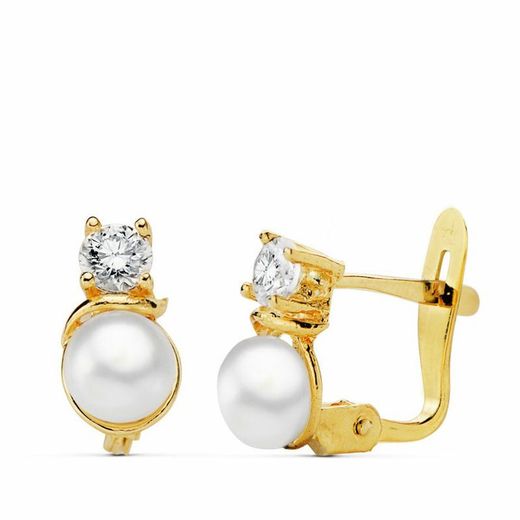 Nattvardsuppsättning 18kts Guldpärla och zirkonier Örhängen och 18kts Guldring Zirkoner och pärla 20338