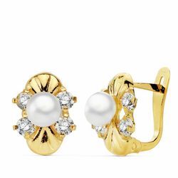 Communion Set 18kts Guldörhängen Pärla och zirkoner och 18kts Gold Ring Communion 20703