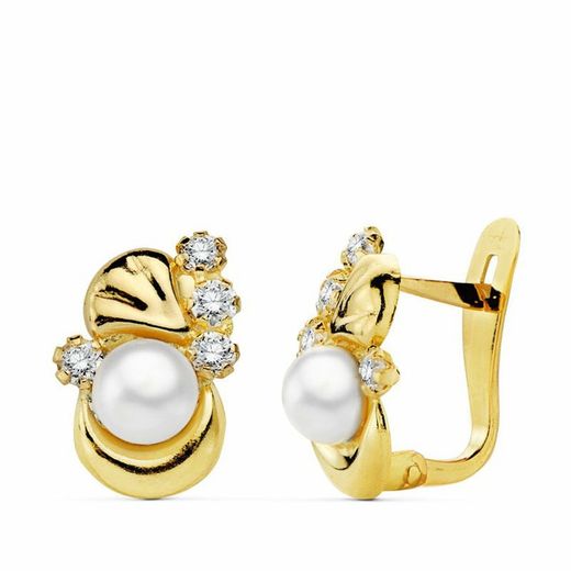 Communion Set 18kts Guldörhängen Pärla och zirkoner och 18kts Gold Ring Communion 20704