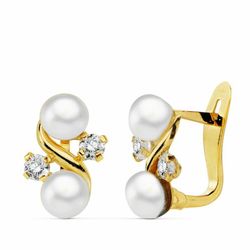 Communion Set 18kts Guldøreringe Perle og zirkoner og 18kts Gold Ring Communion 20705